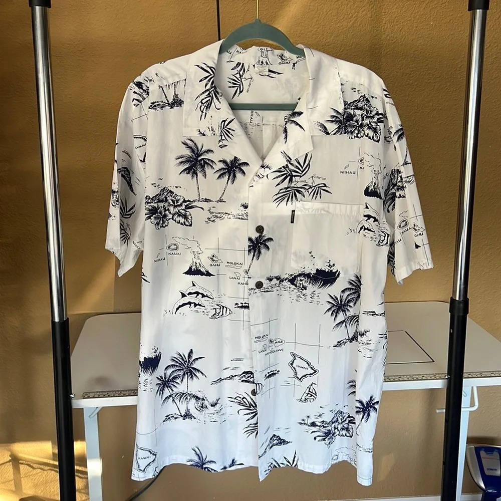 Palmwave Men's 2XL . Button Up 100% Cotton Hawaiian Tropical Aloha Shirt
